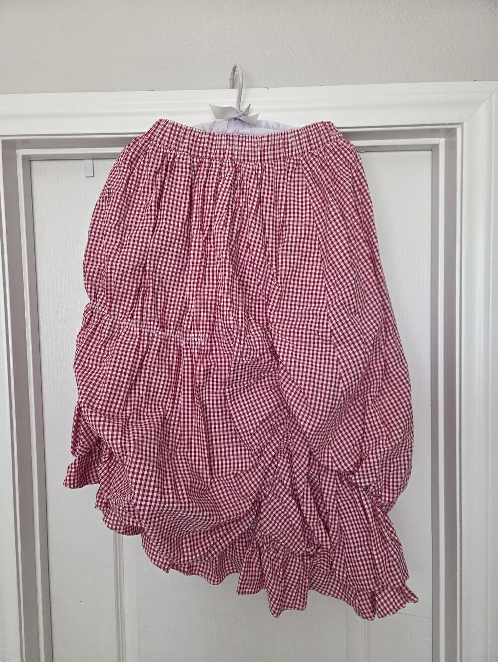 Unlogical Poem Cotton Red Gingham Victorian Inspired Pick Up Skirt Small To M - Picture 3 of 9